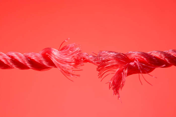 closeup of fraying rope