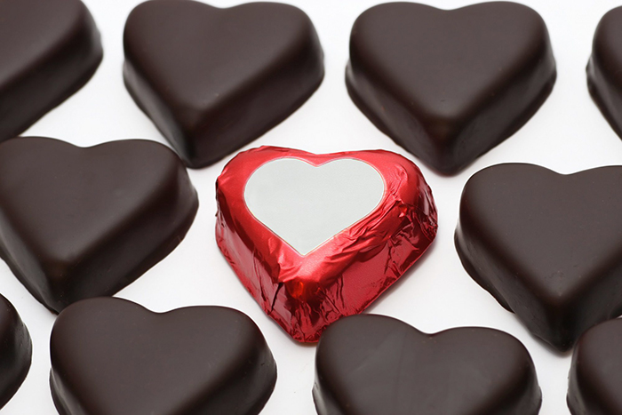 heart-shaped dark chocolate pieces