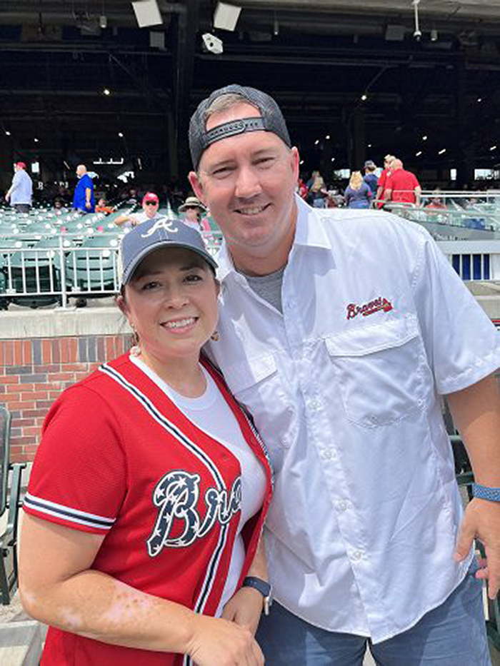 Christina in a Braves jersey