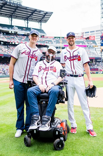 emory als center patient justin with son and chris sale at braves als game