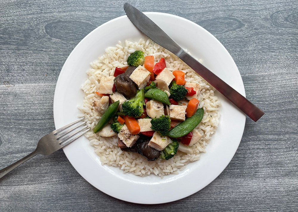 Stir-fried Vegetables & Rice with Chicken