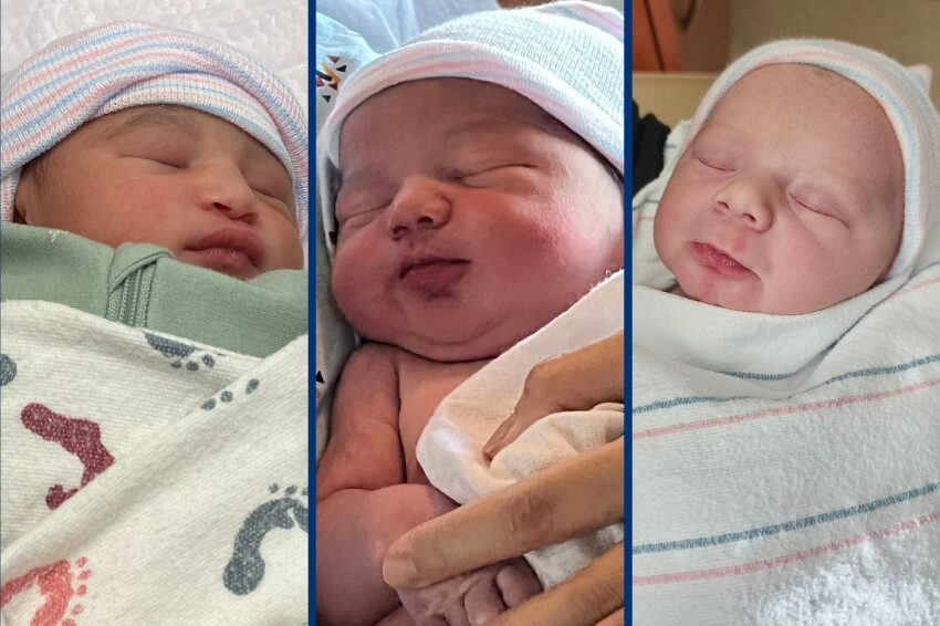 three newborn babies