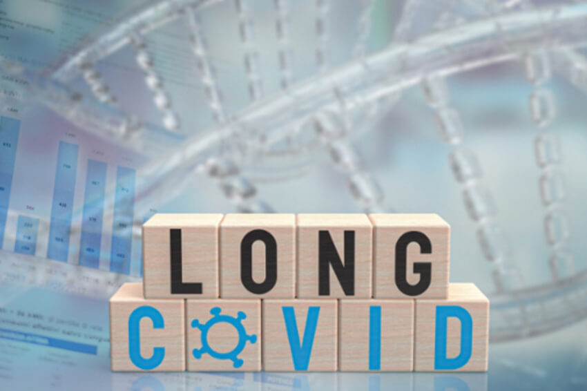 blocks spelling the words: Long Covid