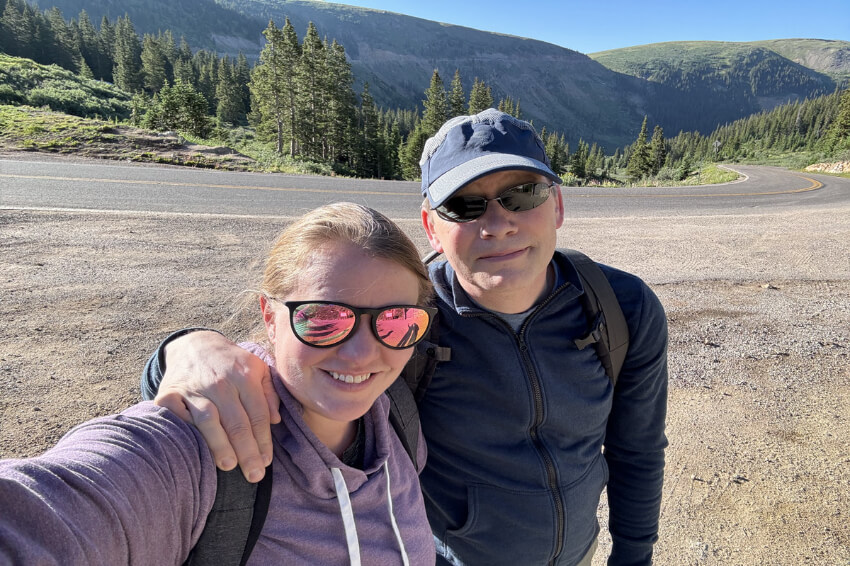 Jennifer Rieser and Gordon Berman on a hike in Aspen