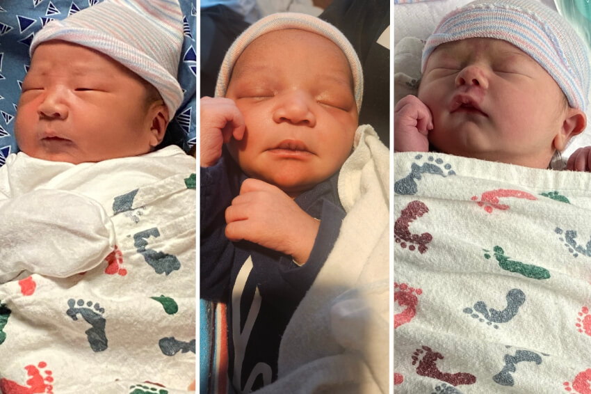 three newborn babies